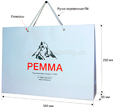 Бумажный пакет горизонтальный по заказу компании РЕММА
