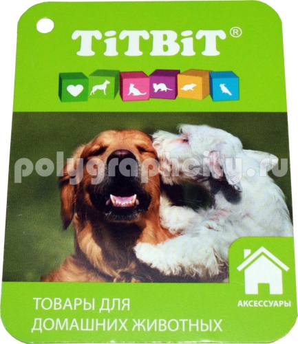 Бирка на товар для животных со скруглением углов размером 60х80 мм и круглым отверстием