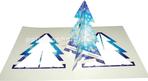 Бирка с фигурной вырубкой в виде самосборной рекламно-сувенирной елочки для компании ТУКАНА ИНЖИНИРИНГ