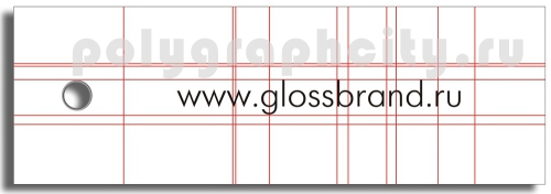 Кашированная прямоугольная бирка на одежду с люверсом. Размер бирки 105х35 мм