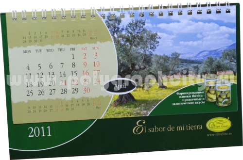 Перекидной настольный календарь с листа А4 компании OLIVELINE
