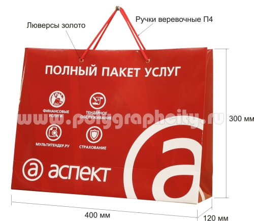 Бумажный пакет горизонтальный АСПЕКТ