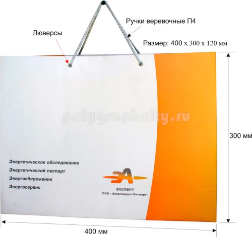 Бумажный пакет горизонтальный по заказу компании «ЭНЕРГОАУДИТ - ЭКСПЕРТ»