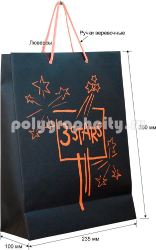 Бумажный эфалиновый пакет вертикальный по заказу компании «3 STARS»