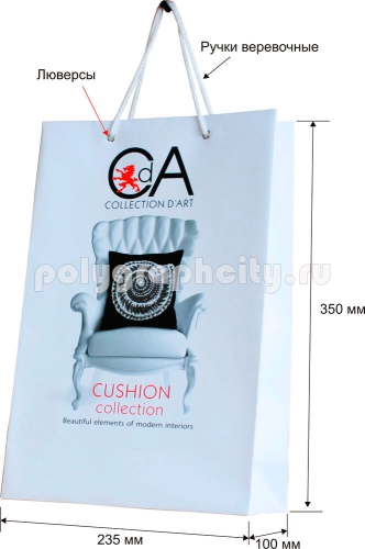 Пакет бумажный вертикальный по заказу компании «CA»