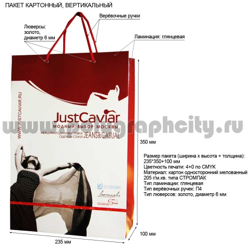 Бумажный пакет вертикальный для выставки «Стиль и Мода»