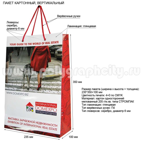 Пакет бумажный вертикальный для выставки «DOMEXPO»