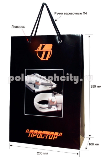 Вертикальный бумажный пакет по заказу компании «ПРОСТОР»