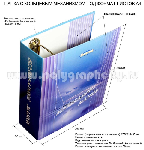 Фото лицо: ПАПКА НА КОЛЬЦАХ С 4-Х КОЛЬЦЕВЫМ МЕХАНИЗМОМ ПОД ЛИСТЫ ФОРМАТА А4