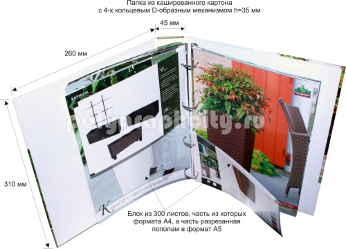 ПАПКА КАРТОННАЯ С 4-Х КОЛЬЦЕВЫМ МЕХАНИЗМОМ под листы формата А4 по заказу компании «ТЕРРАКУЛЬТУР»