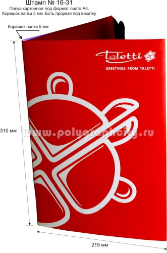 Картонная папка А4, готовый вырубной штамп № 16-31, компании Taletti                                          (лицо)