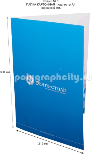 Картонная папка А4, с готового вырубного штампа № 1, компании                                       ДЕНТА-СТИЛЬ
