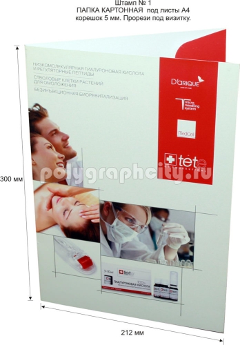 Картонная папка А4, с готового вырубного штампа № 1, компании ТЕТ                                       САНСАЖ