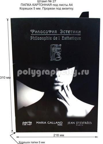 Картонная папка А4, с готового вырубного штампа № 27, компании ФИЛОСОФИЯ ЭСТЕТИКИ