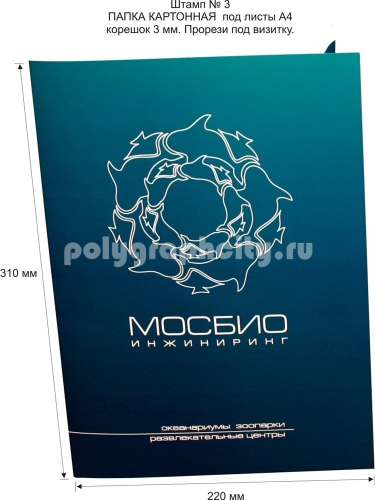 Картонная папка А4, с готового вырубного штампа № 3, компании МОСМБИО                                       ИНЖИНИРИНГ