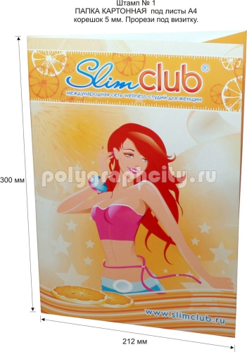 Картонная папка А4, с готового вырубного штампа № 1, компании SLIM CLUB