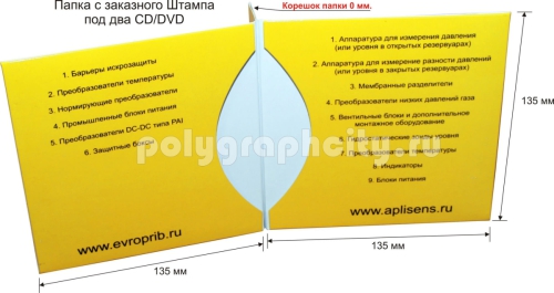 Картонная папка под два CD/DVD, с Заказного вырубного штампа компании APLISENS (разворот)