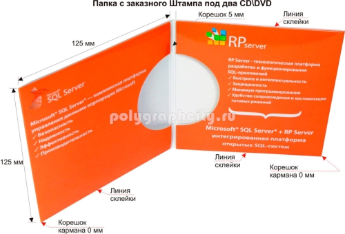 Картонная папка-конверт под СД, с Заказного вырубного штампа по заказу компании «РЕЛЯЦИОННОЕ ПРОГРАММИРОВАНИЕ» (разворот)