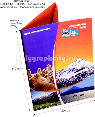 Картонная папка под листы формата А4. Готовый вырубной штамп № 3-Н