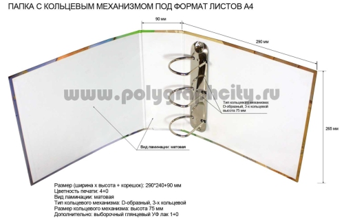 Фото разворот: ПАПКА НА КОЛЬЦАХ С 3-Х КОЛЬЦЕВЫМ МЕХАНИЗМОМ ПОД АЛЬБОМНЫЕ ЛИСТЫ ФОРМАТА А4