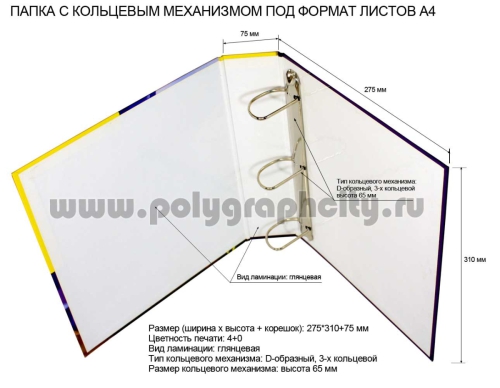 Фото разворот: ПАПКА С 3-Х КОЛЬЦЕВЫМ МЕХАНИЗМОМ ПОД ЛИСТЫ ФОРМАТА А4