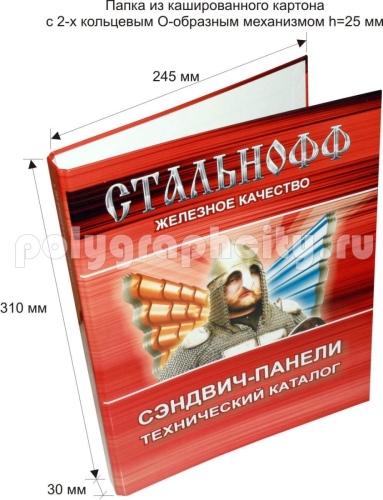 ПАПКА КАРТОННАЯ С 2-Х КОЛЬЦЕВЫМ МЕХАНИЗМОМ под листы формата А4 по заказу компании «Стальнофф»