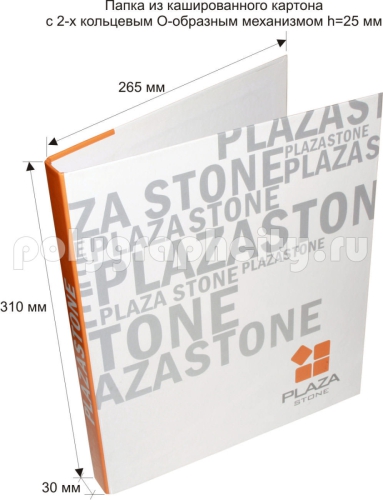 ПАПКА КАРТОННАЯ С 2-Х КОЛЬЦЕВЫМ МЕХАНИЗМОМ под листы формата А4 по заказу компании «ПЛАЗА СТОУН»
